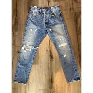Levis 501 Jeans Mens 29x28 Blue White Oak Cone Denim Distressed Button Fly